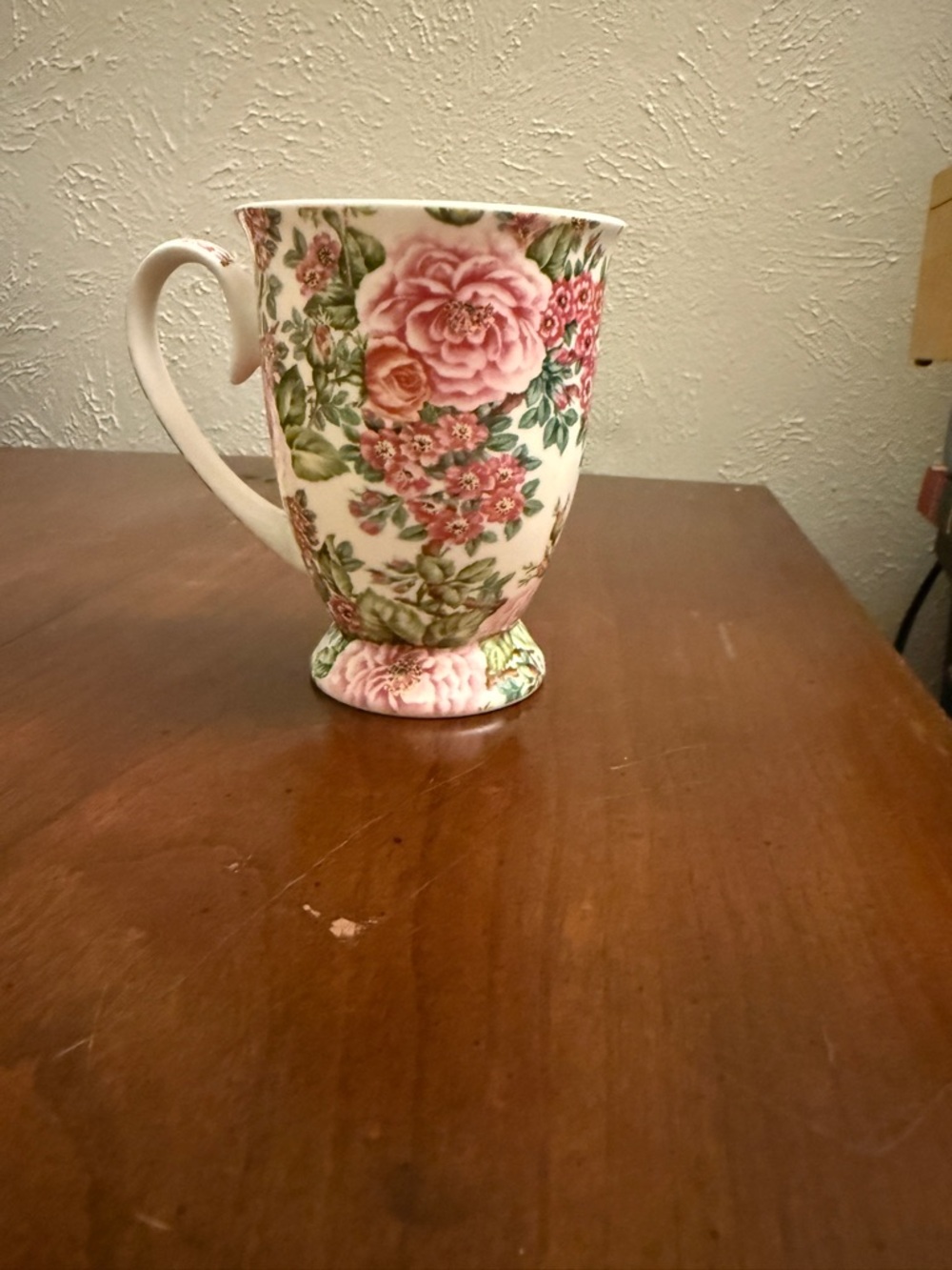 Edwardian Collection Floral Pink Rose Pedestal Mug